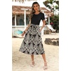 Zeagoo Womens Midi Dress Summer Short Sleeve Dress with Pockets 2025 Casual Floral T-Shirt Dress Flowy Beach Sundress(Black-floral-02)