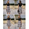 Zeagoo Womens Midi Dress Summer Short Sleeve Dress with Pockets 2025 Casual Floral T-Shirt Dress Flowy Beach Sundress(Black-floral-02)