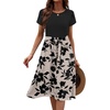 Zeagoo Womens Midi Dress Summer Short Sleeve Dress with Pockets 2025 Casual Floral T-Shirt Dress Flowy Beach Sundress(Black-floral-03)