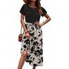 Zeagoo Womens Midi Dress Summer Short Sleeve Dress with Pockets 2025 Casual Floral T-Shirt Dress Flowy Beach Sundress(Black-floral-03)