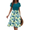Zeagoo Womens Midi Dress Summer Short Sleeve Dress with Pockets 2025 Casual Floral T-Shirt Dress Flowy Beach Sundress(Bluegreen-floral)