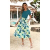 Zeagoo Womens Midi Dress Summer Short Sleeve Dress with Pockets 2025 Casual Floral T-Shirt Dress Flowy Beach Sundress(Bluegreen-floral)