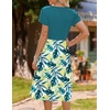 Zeagoo Womens Midi Dress Summer Short Sleeve Dress with Pockets 2025 Casual Floral T-Shirt Dress Flowy Beach Sundress(Bluegreen-floral)