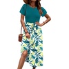 Zeagoo Womens Midi Dress Summer Short Sleeve Dress with Pockets 2025 Casual Floral T-Shirt Dress Flowy Beach Sundress(Bluegreen-floral)
