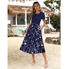 Zeagoo Womens Midi Dress Summer Short Sleeve Dress with Pockets 2025 Casual Floral T-Shirt Dress Flowy Beach Sundress(Floral-pat20)