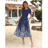 Zeagoo Womens Midi Dress Summer Short Sleeve Dress with Pockets 2025 Casual Floral T-Shirt Dress Flowy Beach Sundress(Floral-sf119)