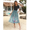 Zeagoo Womens Midi Dress Summer Short Sleeve Dress with Pockets 2025 Casual Floral T-Shirt Dress Flowy Beach Sundress(Green Floral)