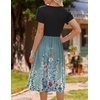 Zeagoo Womens Midi Dress Summer Short Sleeve Dress with Pockets 2025 Casual Floral T-Shirt Dress Flowy Beach Sundress(Green Floral)