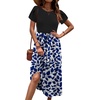 Zeagoo Womens Midi Dress Summer Short Sleeve Dress with Pockets 2025 Casual Floral T-Shirt Dress Flowy Beach Sundress(Leaf Print-1)