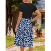 Zeagoo Womens Midi Dress Summer Short Sleeve Dress with Pockets 2025 Casual Floral T-Shirt Dress Flowy Beach Sundress(Leaf Print-1)