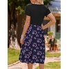 Zeagoo Womens Midi Dress Summer Short Sleeve Dress with Pockets 2025 Casual Floral T-Shirt Dress Flowy Beach Sundress(Leaf Print-2)