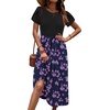 Zeagoo Womens Midi Dress Summer Short Sleeve Dress with Pockets 2025 Casual Floral T-Shirt Dress Flowy Beach Sundress(Leaf Print-2)