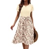Zeagoo Womens Midi Dress Summer Short Sleeve Dress with Pockets 2025 Casual Floral T-Shirt Dress Flowy Beach Sundress(Light Khak-floral)