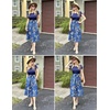 Zeagoo Womens Midi Dress Summer Short Sleeve Dress with Pockets 2025 Casual Floral T-Shirt Dress Flowy Beach Sundress(Navyblue-floral)