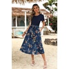 Zeagoo Womens Midi Dress Summer Short Sleeve Dress with Pockets 2025 Casual Floral T-Shirt Dress Flowy Beach Sundress(Navyblue-floral)