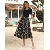 Zeagoo Womens Midi Dress Summer Short Sleeve Dress with Pockets 2025 Casual Floral T-Shirt Dress Flowy Beach Sundress(Pat7-2)