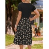 Zeagoo Womens Midi Dress Summer Short Sleeve Dress with Pockets 2025 Casual Floral T-Shirt Dress Flowy Beach Sundress(Pat7-2)