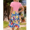 Zeagoo Womens Midi Dress Summer Short Sleeve Dress with Pockets 2025 Casual Floral T-Shirt Dress Flowy Beach Sundress(Pink-color Floral)