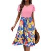 Zeagoo Womens Midi Dress Summer Short Sleeve Dress with Pockets 2025 Casual Floral T-Shirt Dress Flowy Beach Sundress(Pink-color Floral)