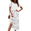 Zeagoo Womens Midi Dress Summer Short Sleeve Dress with Pockets 2025 Casual Floral T-Shirt Dress Flowy Beach Sundress(Print-2)