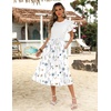 Zeagoo Womens Midi Dress Summer Short Sleeve Dress with Pockets 2025 Casual Floral T-Shirt Dress Flowy Beach Sundress(Print-2)