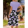Zeagoo Womens Midi Dress Summer Short Sleeve Dress with Pockets 2025 Casual Floral T-Shirt Dress Flowy Beach Sundress(Pruple-floral)