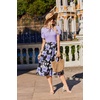 Zeagoo Womens Midi Dress Summer Short Sleeve Dress with Pockets 2025 Casual Floral T-Shirt Dress Flowy Beach Sundress(Pruple-floral)