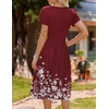 Zeagoo Womens Midi Dress Summer Short Sleeve Dress with Pockets 2025 Casual Floral T-Shirt Dress Flowy Beach Sundress(Red Floral-printed)
