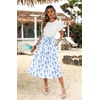 Zeagoo Womens Midi Dress Summer Short Sleeve Dress with Pockets 2025 Casual Floral T-Shirt Dress Flowy Beach Sundress(White Blue-floral)