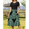 Zeagoo Womens Summer Dresses Casual Aline Midi Dress Short Sleeve Floral Tshirt Dress Flowy Beach Sundresses with Pockets(Blue Floral Black)