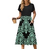 Zeagoo Womens Summer Dresses Casual Aline Midi Dress Short Sleeve Floral Tshirt Dress Flowy Beach Sundresses with Pockets(Blue Floral Black)