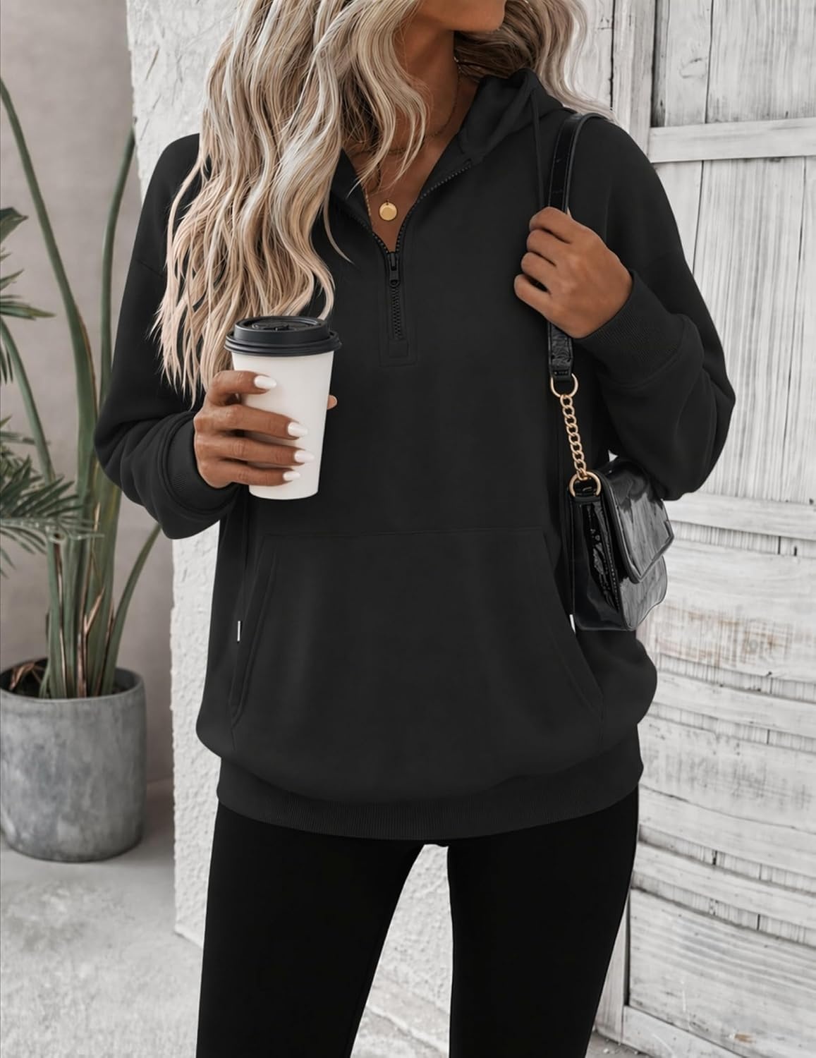 image:imageZeagoo Hoodies for Women Half Zip Up Oversized Sweatshirt Fall Clothes 202602black
