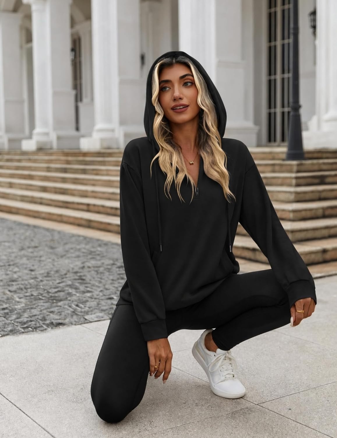 image:imageZeagoo Hoodies for Women Half Zip Up Oversized Sweatshirt Fall Clothes 202602black