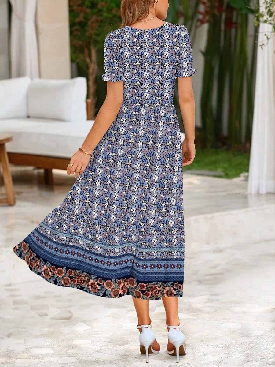 image:imageZeagoo Summer Dresses for Women Flowy Casual Midi Dress Short Sleeve Tiered Dress Beach Vacation Sundresses with PocketsFloral3