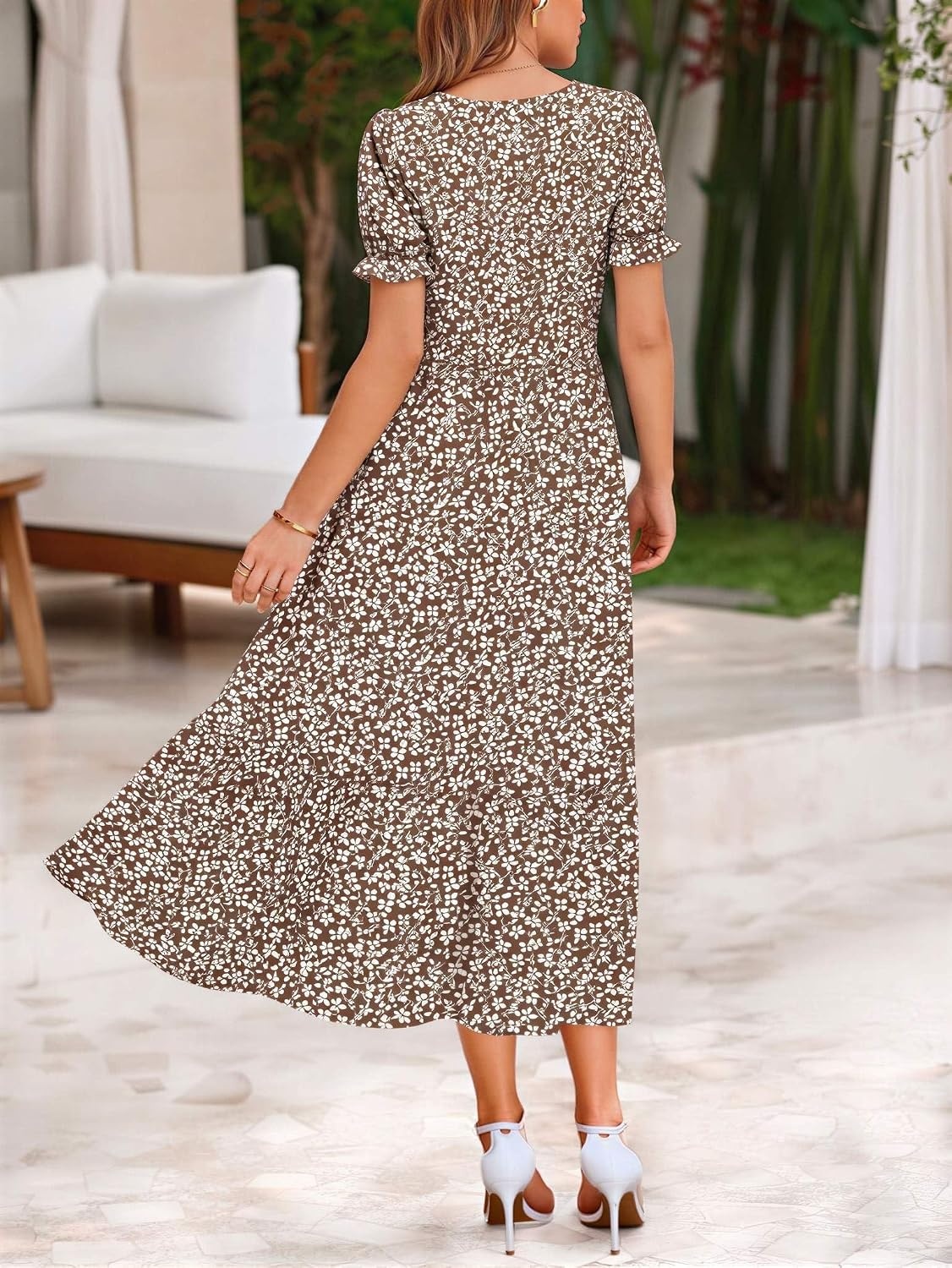 image:imageZeagoo Summer Dresses for Women Flowy Casual Midi Dress Short Sleeve Tiered Dress Beach Vacation Sundresses with PocketsXh594