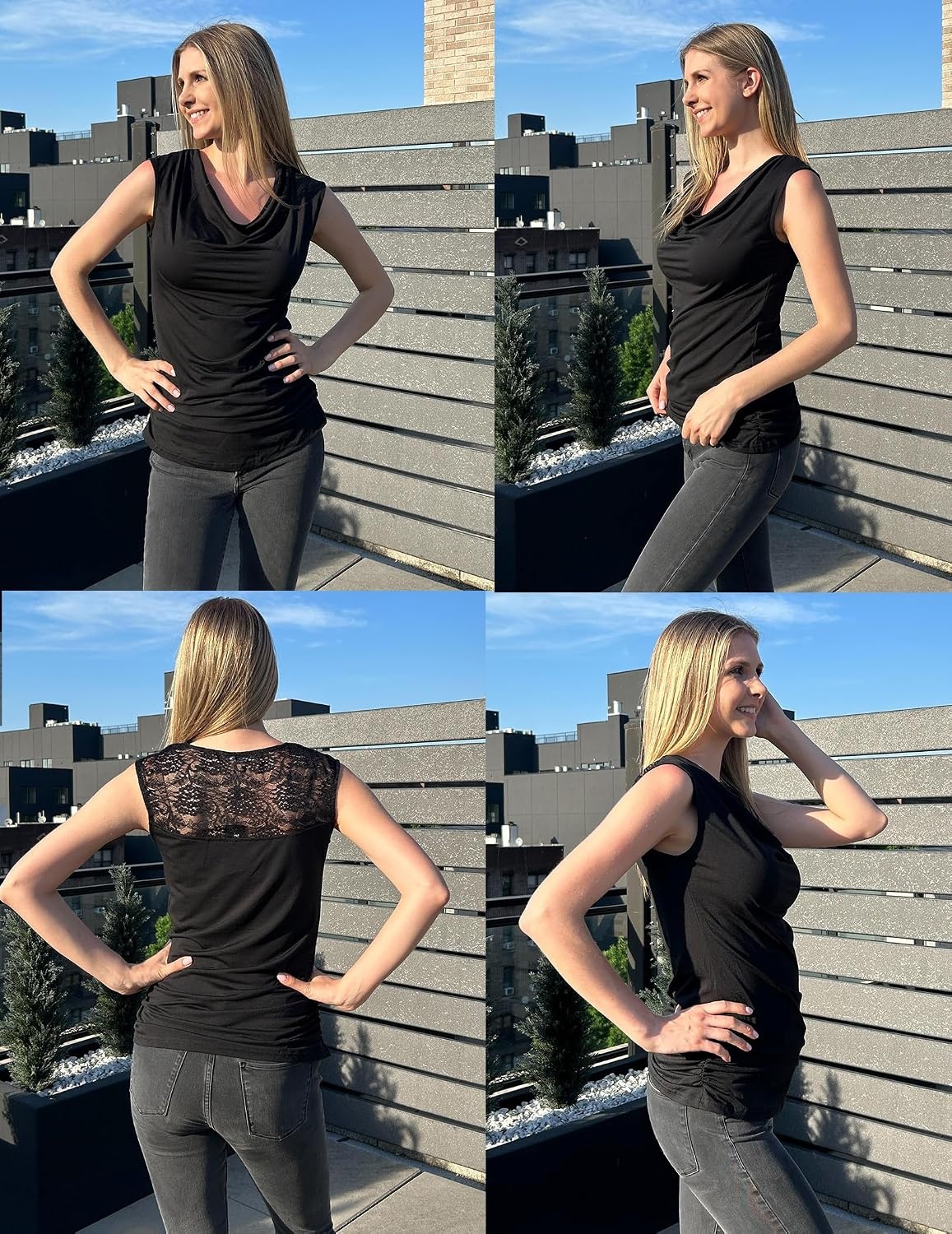image:imageZeagoo Tank Top for Women Trendy Going Out Tops Sleeveless Shirts Ruched Business Casual Basic Tunic TopsBlack