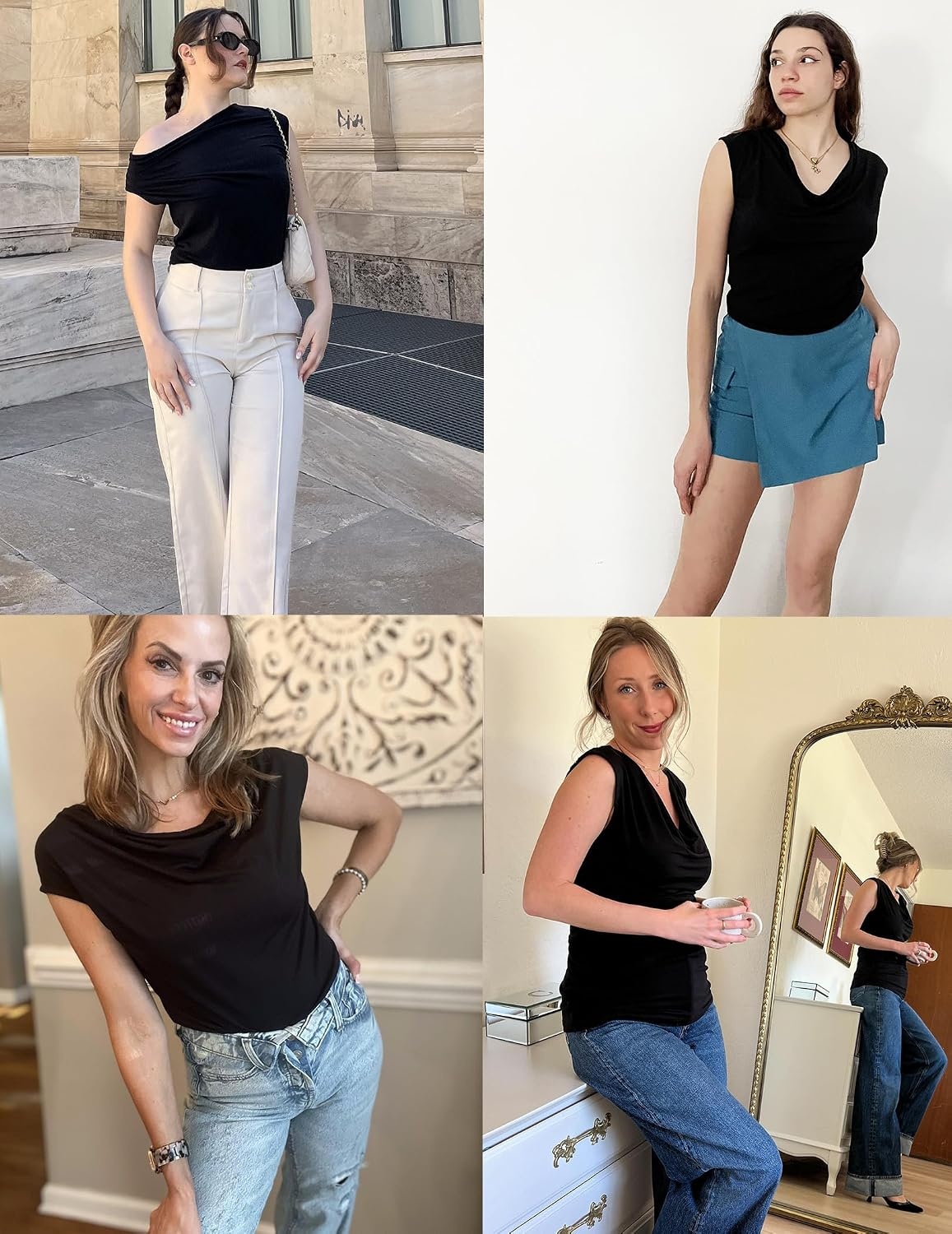 image:imageZeagoo Tank Top for Women Trendy Going Out Tops Sleeveless Shirts Ruched Business Casual Basic Tunic TopsBlack