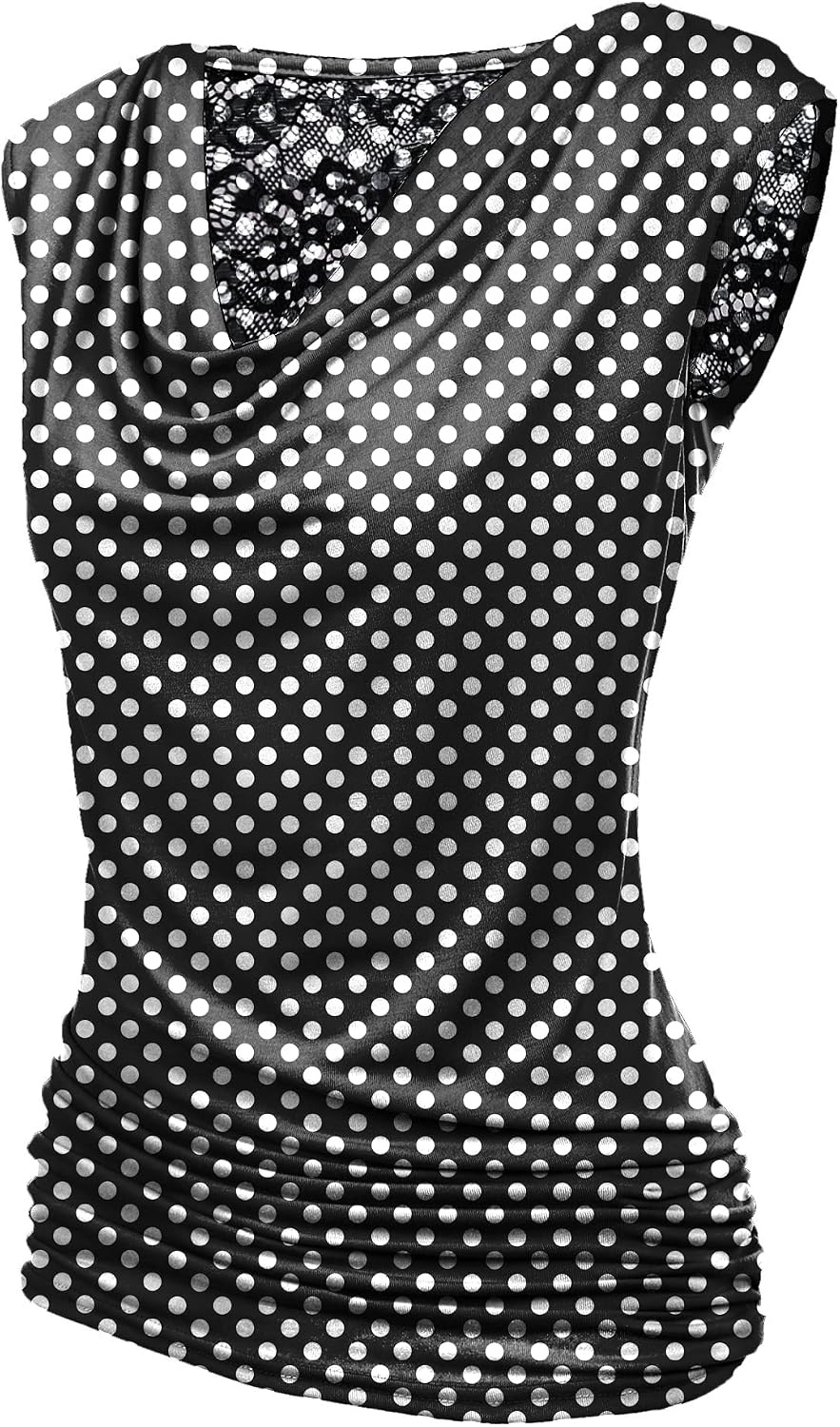 image:imageZeagoo Tank Top for Women Trendy Going Out Tops Sleeveless Shirts Ruched Business Casual Basic Tunic TopsBlack Polka Dot