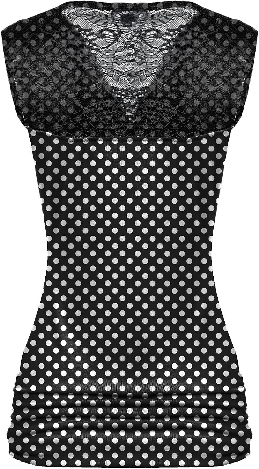 image:imageZeagoo Tank Top for Women Trendy Going Out Tops Sleeveless Shirts Ruched Business Casual Basic Tunic TopsBlack Polka Dot