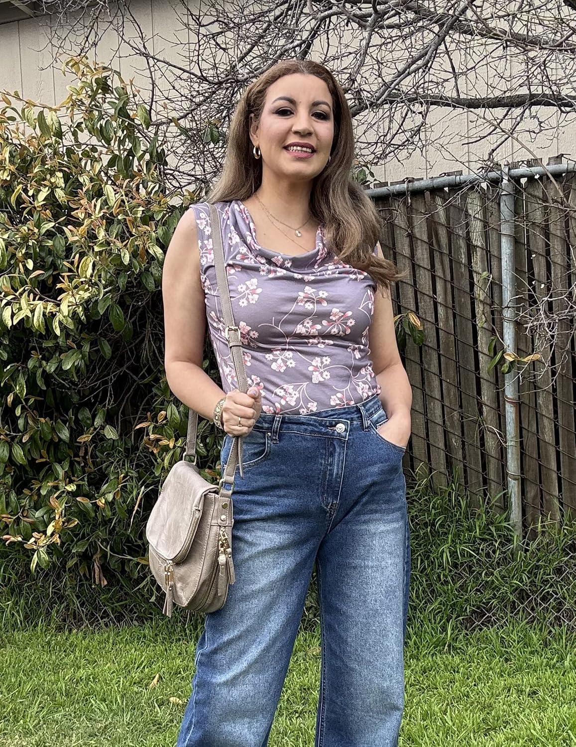 image:imageZeagoo Tank Top for Women Trendy Going Out Tops Sleeveless Shirts Ruched Business Casual Basic Tunic TopsFl Gypsophila Gray
