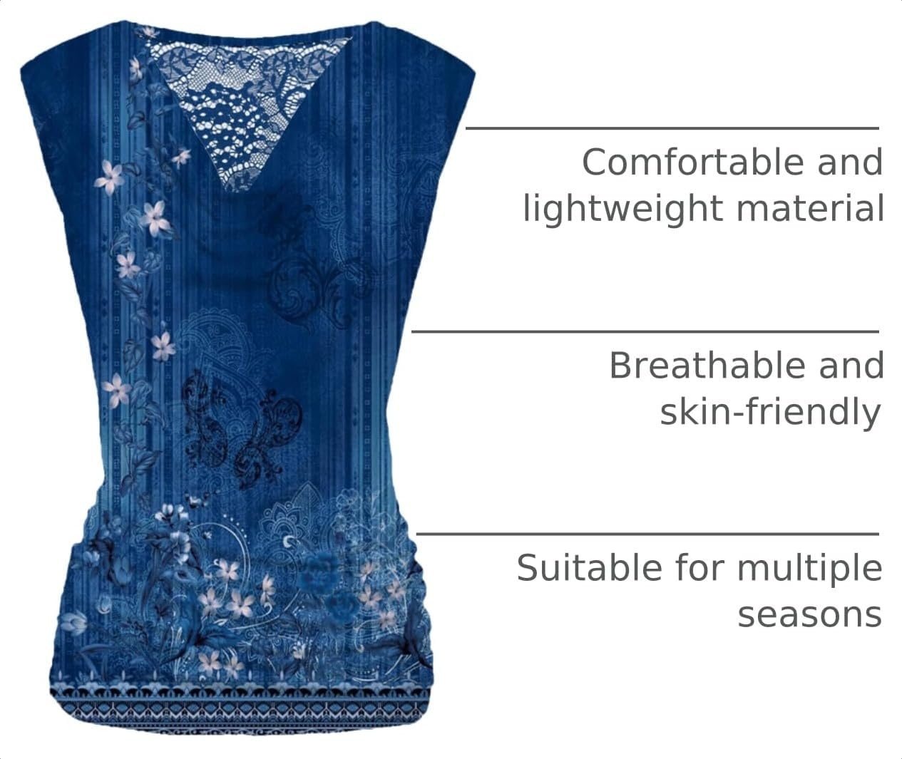 image:imageZeagoo Tank Top for Women Trendy Going Out Tops Sleeveless Shirts Ruched Business Casual Basic Tunic TopsFloral Blue