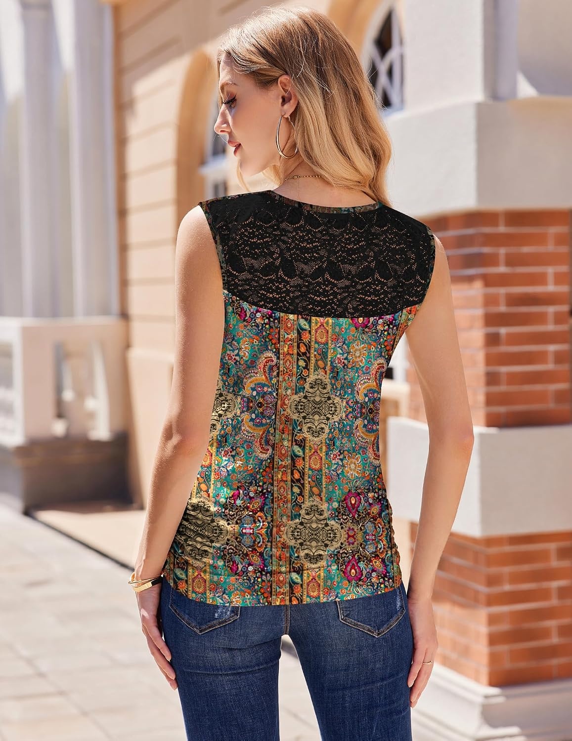 image:imageZeagoo Tank Top for Women Trendy Going Out Tops Sleeveless Shirts Ruched Business Casual Basic Tunic TopsFloral Mz721