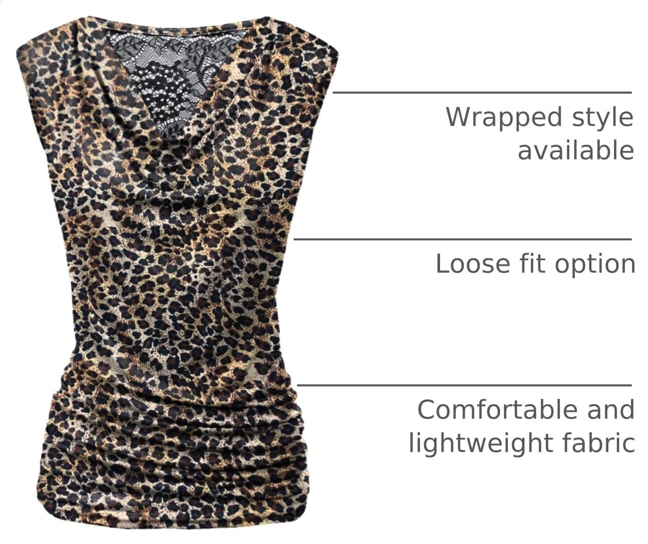 image:imageZeagoo Tank Top for Women Trendy Going Out Tops Sleeveless Shirts Ruched Business Casual Basic Tunic TopsLeopard Print