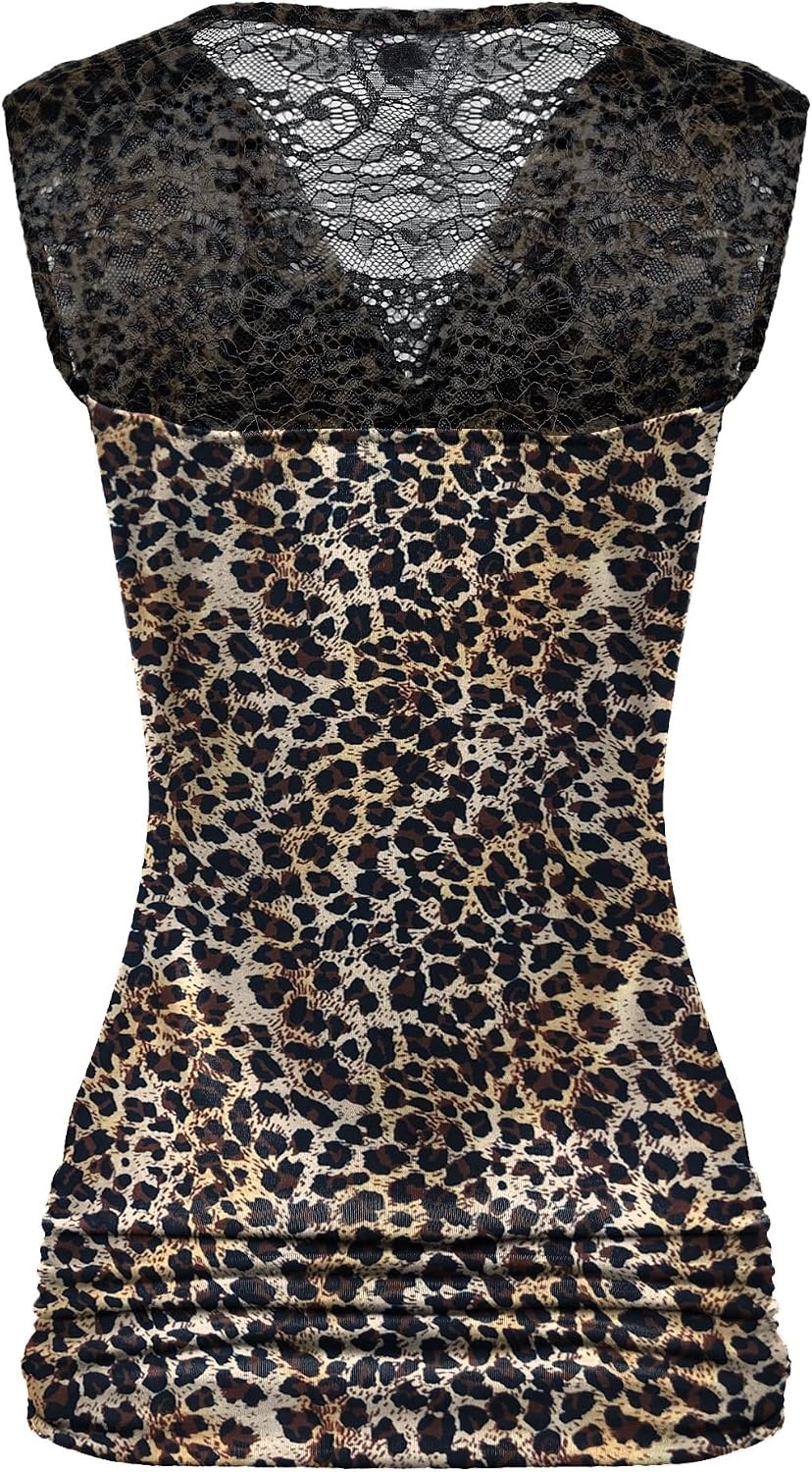 image:imageZeagoo Tank Top for Women Trendy Going Out Tops Sleeveless Shirts Ruched Business Casual Basic Tunic TopsLeopard Print