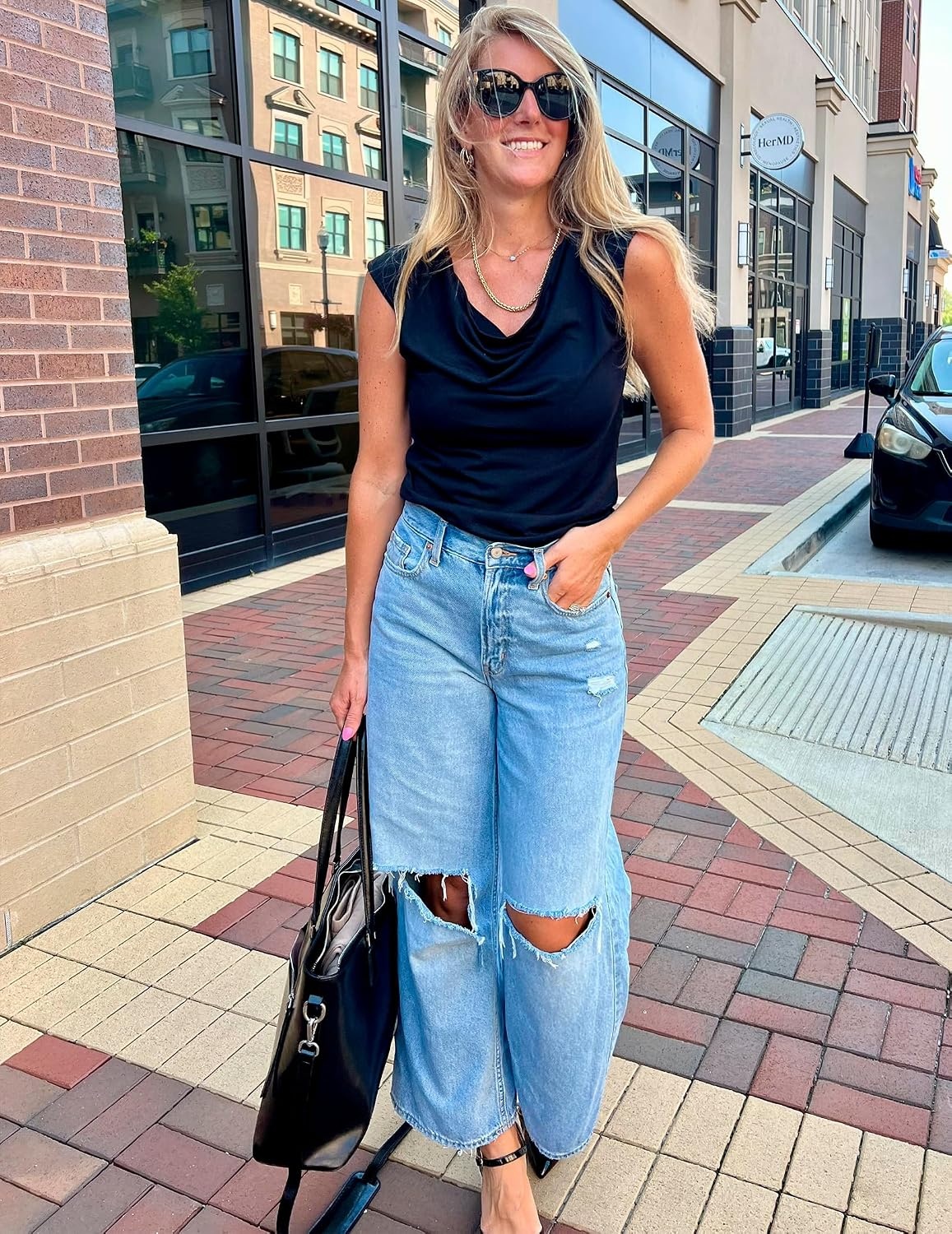 image:imageZeagoo Tank Top for Women Trendy Going Out Tops Sleeveless Shirts Ruched Business Casual Basic Tunic TopsNavy Blue