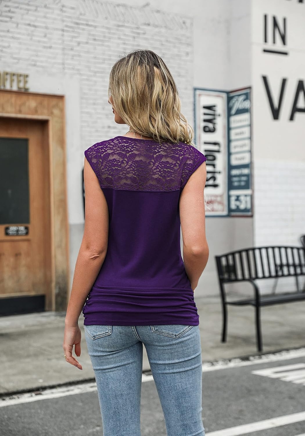 image:imageZeagoo Tank Top for Women Trendy Going Out Tops Sleeveless Shirts Ruched Business Casual Basic Tunic TopsPurple
