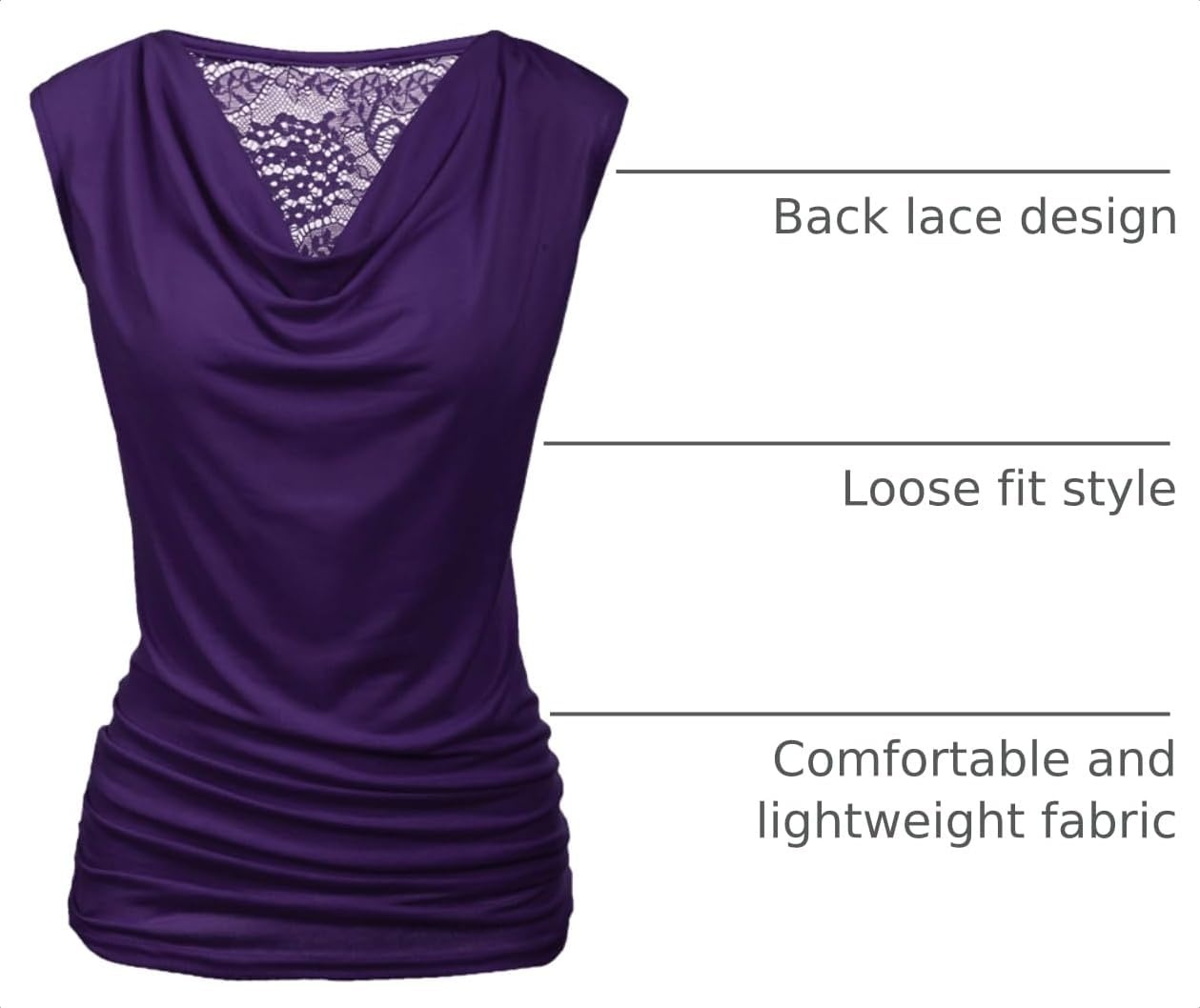 image:imageZeagoo Tank Top for Women Trendy Going Out Tops Sleeveless Shirts Ruched Business Casual Basic Tunic TopsPurple