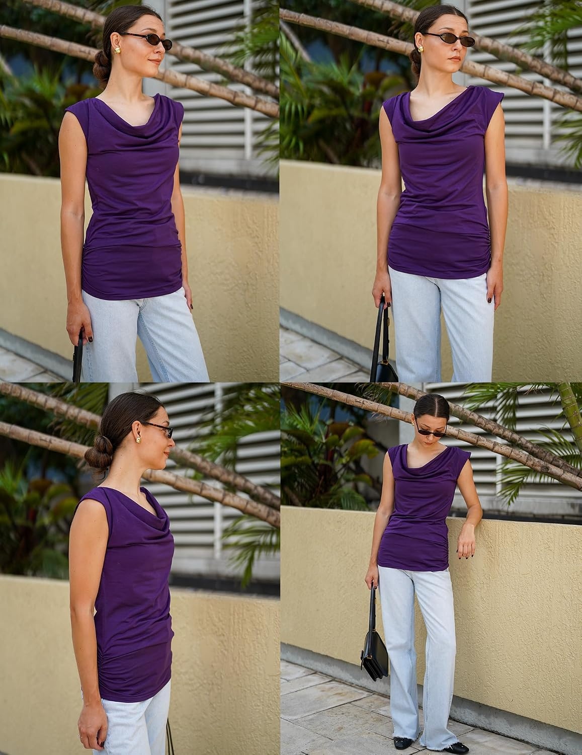image:imageZeagoo Tank Top for Women Trendy Going Out Tops Sleeveless Shirts Ruched Business Casual Basic Tunic TopsPurple
