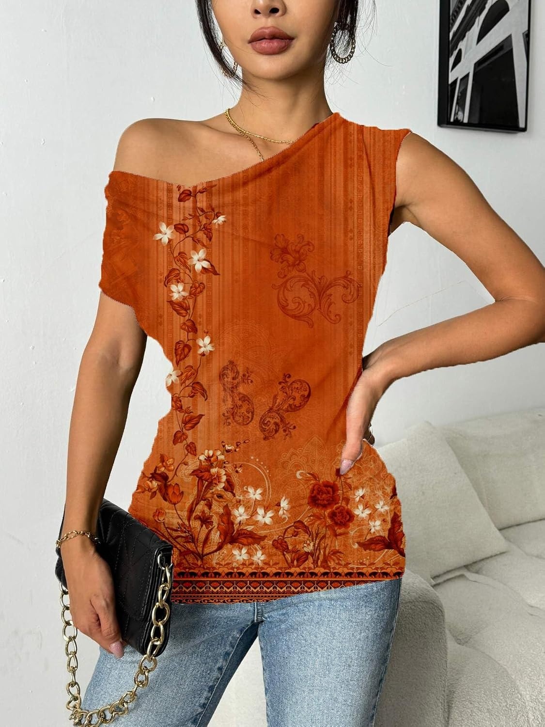 image:imageZeagoo Tank Top for Women Trendy Going Out Tops Sleeveless Shirts Ruched Business Casual Basic Tunic TopsRed Orange