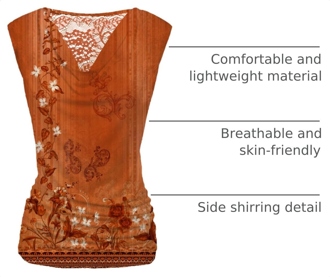 image:imageZeagoo Tank Top for Women Trendy Going Out Tops Sleeveless Shirts Ruched Business Casual Basic Tunic TopsRed Orange